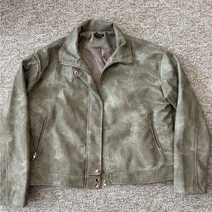Washed look faux leather jacket